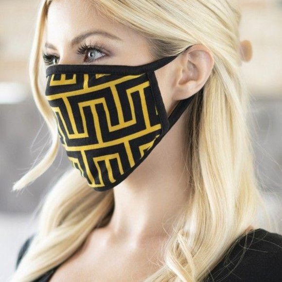 Yellow Abstract Face Mask - Picture 6 of 7